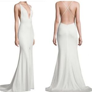 Fame & Partners Tempest Backless Plunge Maxi Wedding Dress Size 4